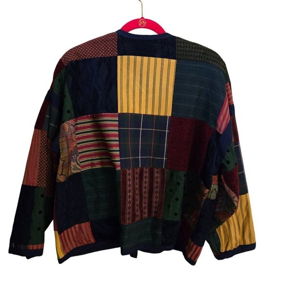Max & Mabel Vintage Mixed Media Patchwork Plaid Metallic Unique Jacket Size 1X - Picture 2 of 7